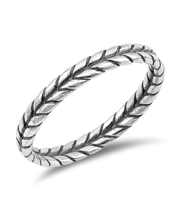Thin Braid Leaf Rope Thumb Ring New .925 Sterling Silver Band Sizes 3-10 - CH187YQODZS