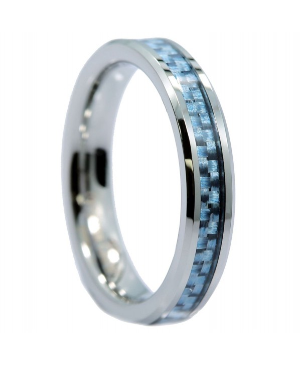 MJ 4mm Tungsten Carbide Blue Carbon Fiber Inlay Wedding Band - CQ11Q0FOTBH
