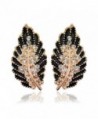 Pearl Crystal Leaf Studs Earrings-CHUYUN Gold Plated Colorful Statement Jewelry for Women - C11858SEE26