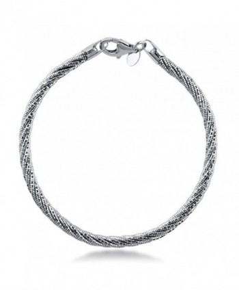 BERRICLE Rhodium Plated Sterling Silver Woven Fashion Strand Bracelet 7.5" - CB11W6GW8D5