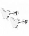 Stainless Steel Tiny Mouse Silhouette Button Stud Post Earrings - Silver - CU1873LNNL7