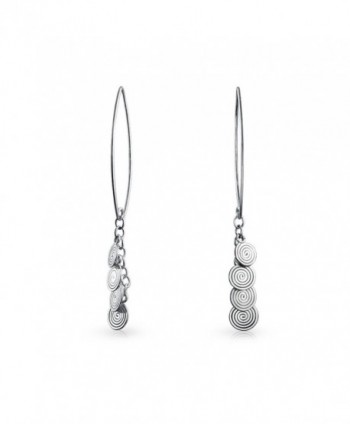Bling Jewelry Swirling Disc Modern Dangle Sterling Silver Threader Earrings - CF11AERWN2D