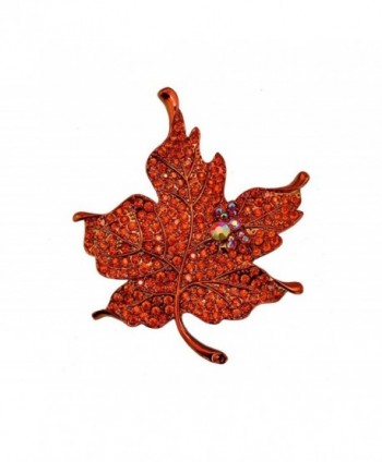 TTjewelry Silver Tone Elegant Maple Leaf Red Rhinestone Crystal Woman Vintage Brooch Pin - CN184T244SX