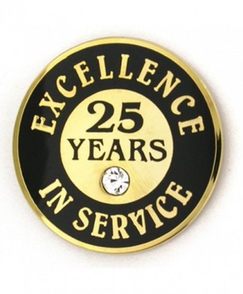 PinMart's Gold Plated Excellence in Service Enamel Lapel Pin w/ Rhinestone - 25 Years - C1119PEMV79