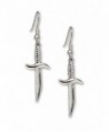 Gothic Dagger Pirate Medieval Renaissance Silver Finish Dangle Earrings - CB11KYPA1CT