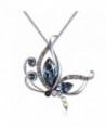 Butterfly Pendant Necklace "Dream Catcher" Austria Crystal Jewelry for Women by Richapex - Blue - C717YS9SCIW