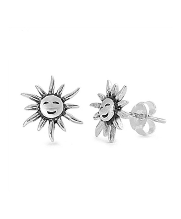 11mm Tiny Sun Stud Post Earring 925 Sterling Silver Sun Earrings Sun Stud - CP12MZYU7UD