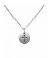 Tiny Silver Round Cross Charm Necklace (16" - 30") - C012B6WL6TL