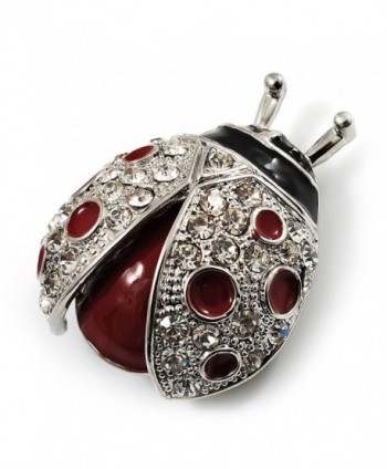 Red Enamel Ladybug Brooch (Silver Tone) - C0115C5ZRXP