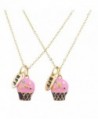 Lux Accessories Gold Tone Pink Cupcakes BFF Best Friends Necklace Set (2PCS) - C012LQ1OUPJ