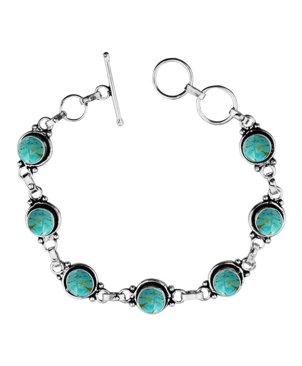 12.50Gms-4.50 Ctw Genuine Gemstone 925 Sterling Silver Overlay Handmade Fashion Bracelet Jewelry - Turquoise - CS1820TWRTR