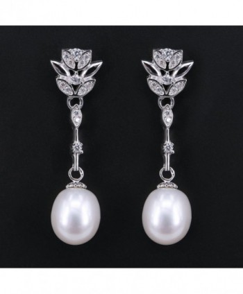 Freshwater Earrings Zirconia Sterling Jewelry in Women's Drop & Dangle Earrings