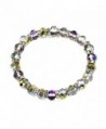 Elegant Simple Faceted Glass Beads and Clear Rhinestone Rondells Stretchy Bracelet by Joon's Collection - CE127MLF3KD