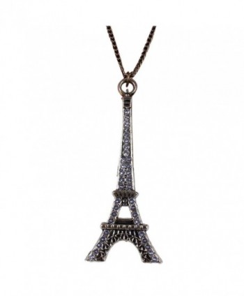 Eiffel Tower Full Rhinestone Pendant Unisex Fashion Long Chain Necklace Jewelry - white - CJ11NPFKKMR