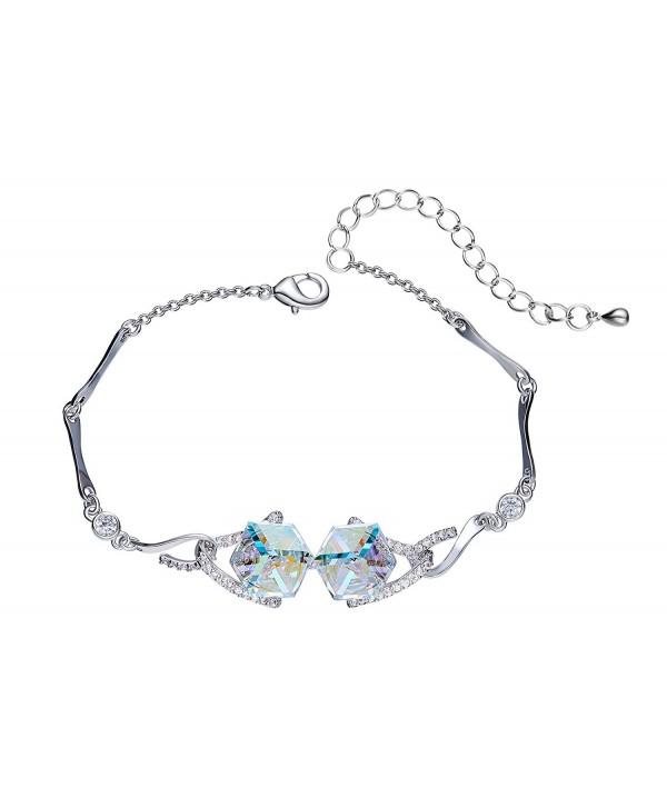 Appmax Plated Platinum Alloy Candy Bracelet Jewelry for Women Girls-Made with Swarovski Crystals - CU182XT9GSD