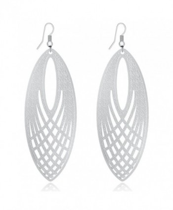 LY8 Fashion Women's Filigree Leaf Lightweight Cutout Oversized Dangles Earrings Jewelry - Silver Tone - C712H94LKNH