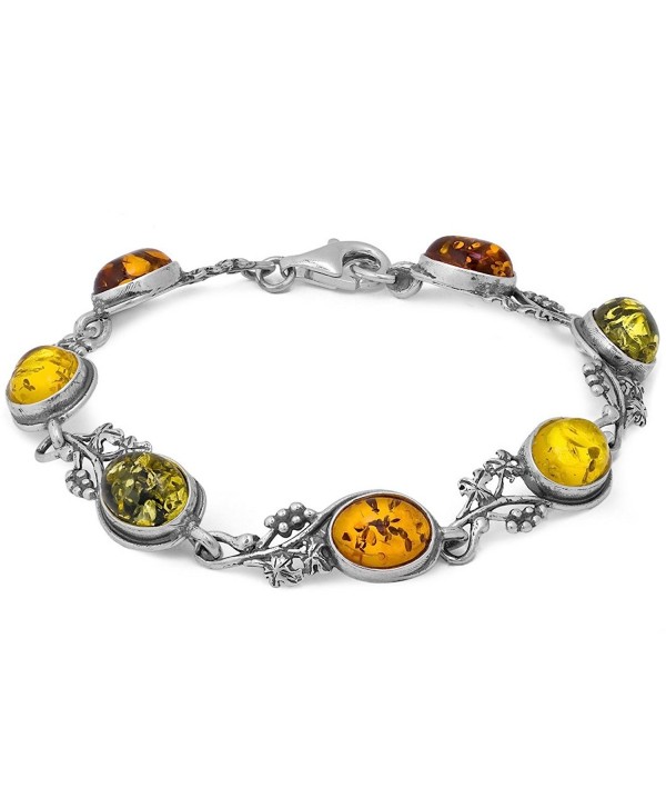 Multicolor Amber Sterling Silver Grapevine Bracelet 8 - C8114BZV8I5