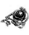 Flongo Womens Ladies Gothic Stainless Steel Rose Flower Vine Band Ring - CA11ZY8H9UJ
