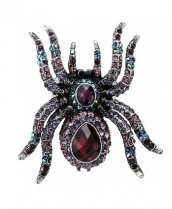 Szxc Jewelry Women's Crystal Halloween Spider Stretch Rings Silk Scarf Clasp Clip Buckle - purple - CT17YU3OLDW