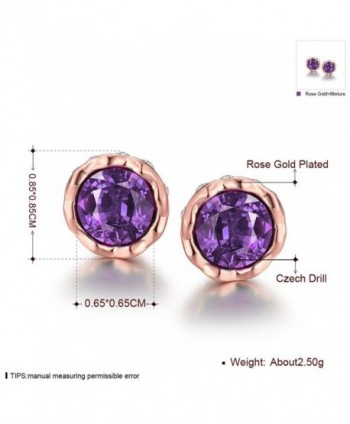 Earrings Women Purple Crystal Round in Women's Stud Earrings