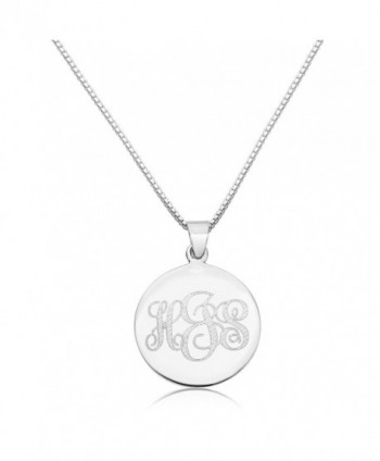 Sterling Silver Women's Personalized Pendant 27mm Three Initial Monogram Engraved Necklace - CL12L9E03Q3