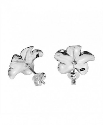 Plumeria Flower Sterling Silver Earrings in Women's Stud Earrings
