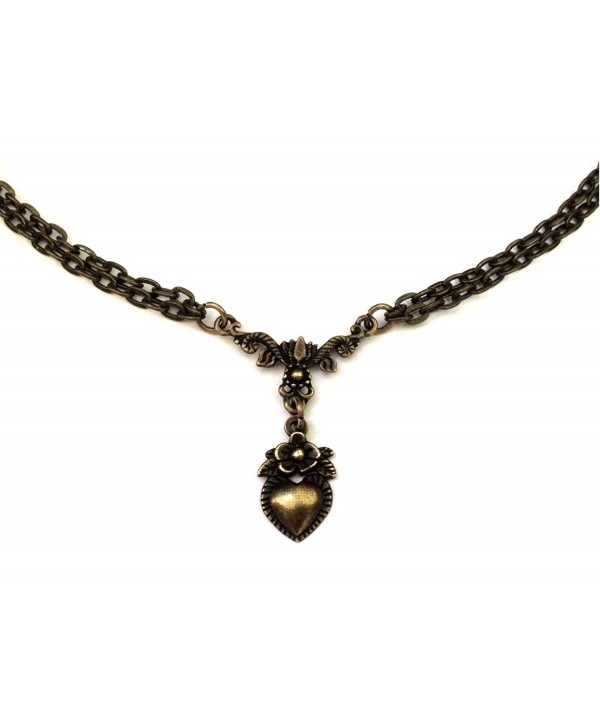 8th Wedding Anniversary Gift - Vintage Heart Bronze Necklace - 8 Years (Bronze) Wrapped & Gift Boxed - CX110J30Z2X