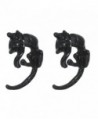 Sexy Sparkles 3D Double Sided Black Cat Ear Stud Earrings for Women - CT12OBKDKYE