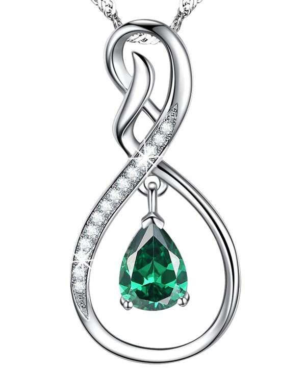 Infinity Birthstone necklace Anniversary Swarovski - May Birthstone Emerald Infinity Necklace - CH189IGLG53