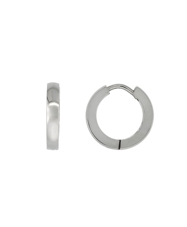 Stainless Steel Plain Thin Huggie Earrings Rounded Brushed Finish- 1/2 inch diameter - CB117UI9ANT