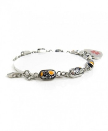 MyIDDr Pre Engraved Customized Coumadin Millefiori in Women's ID Bracelets