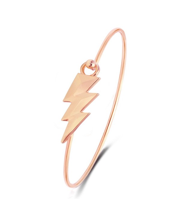 TUSHUO Lightning Bangle Nature Gift for Lover Hook Clasp Wire Bangle Bracelet - Rose Gold - C1183OH37OZ