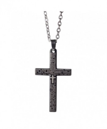 ASHMITA Fashion Stainless Crucifix Necklace - Black-Large - CZ1843X02U4