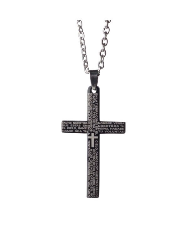 ASHMITA Fashion Stainless Crucifix Necklace - Black-Large - CZ1843X02U4