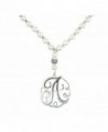 Monogram Silver Tone Charm 6mm Glass Pearl Body Necklace 30" - CN12DR1OXTT