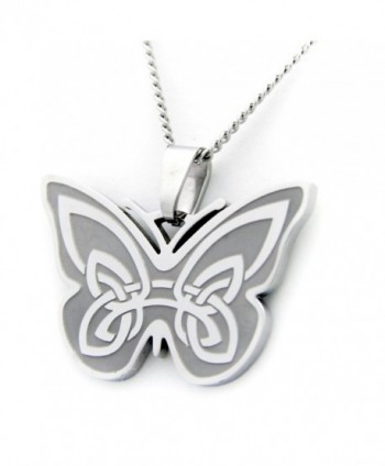 Celtic Butterfly Design With Irish Prayer Pendant Necklace - Butterfly Necklace - St Patricks Day Gifts - CX11554MSHB