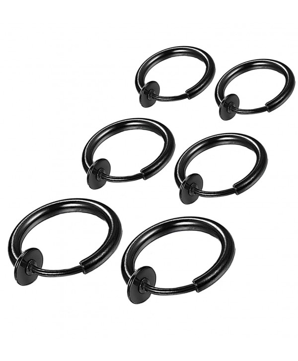 Nicever Stainless Steel Non-piercing Clip on Helix Cartilage Earring Hoop Septum Nose Ring - 07) Black - CJ17Z6GHN4T