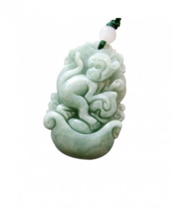 Jadeite Jade Chinese Zodiac Fortune Monkey Amulet Pendant - CK11CPUFUFP