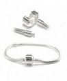 Silver Tone Snake Chain Classic Bead Barrel Clasp Bracelet for Beads Charms. - C411PLUXUKX