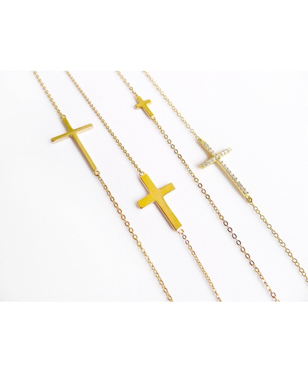 Small Sideways PETITE Cross Necklace .925 Sterling Silver Rose Gold ...