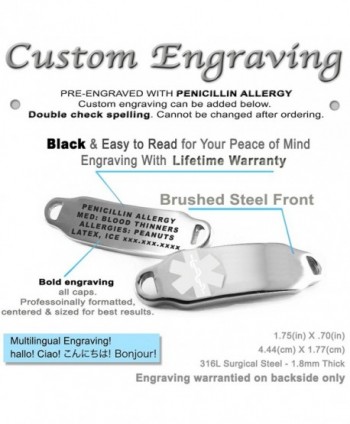 MyIDDr Pre Engraved Customizable Penicillin Bracelet