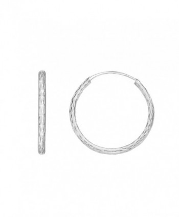 Sterling Silver Dc Cut Endless Hoop Hoops Earrings Sleeper 2x15mm - CU11JPRITBN