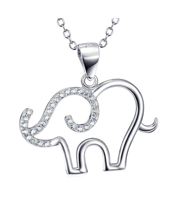 Angel caller 925 Sterling Silver Good Luck Animal Elephant Necklace 18" for Women-Girls - CG12O7GZ074