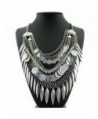 SUMAJU Statement Necklace- Leaf Coin Bohemian Turkish Chain Tassel Bib Collar Necklace For Women Jewelry - Silver - C517YY7CGME