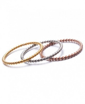 HIJONES Womens Stainless Twisted Stackable in Women's Stacking Rings