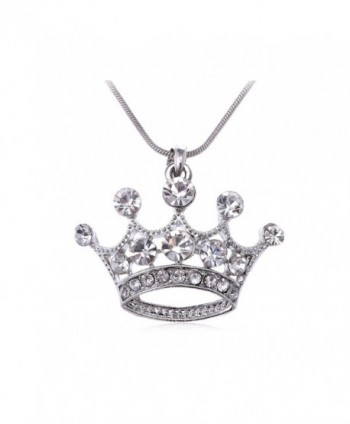 Alilang Clear Crystal Rhinestone Emperor Royal Crown Pendant Necklace - Perfect For King & Queens! - CB11BBNKLCJ