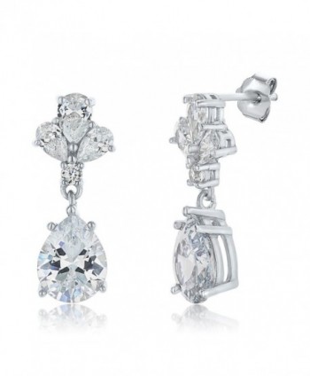 Montage Jewelry Women's Sterling Silver & Cubic Zirconia Pear Shape Wedding Dangle Earrings - CU12MF3C8AP