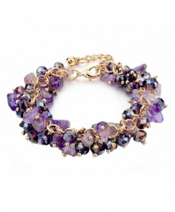 Gold Tone Imitation Amethyst Stones and Crystal Charm Bracelets Available in 2 Colors Purple and Green - Purple - CE17AYZQ3YD