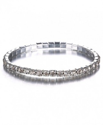 Gmai Bridal Rhinestone Bracelet Stretch Silver-Tone Women's Wedding Jewelry - CU183S67TTU