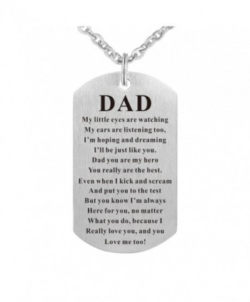 Stainless Fathers Birthday Keychain Necklace - Dad - CZ189X3TGL2